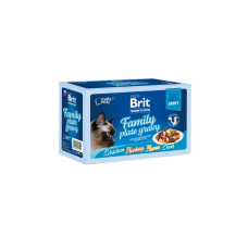Brit Premium Delicate Fillets in Gravy Family Plate вологий корм з куркою, індичкою, тунцем та яловичиною для котів, 12 шт х 85 гр