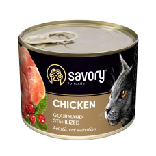 Savory Cat Adult Sterilized Chicken влажный корм с курицей для стерилизованных котов, 200 гр