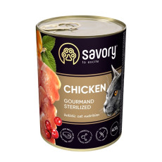 Savory Cat Adult Sterilized Chicken влажный корм с курицей для стерилизованных котов, 400 гр