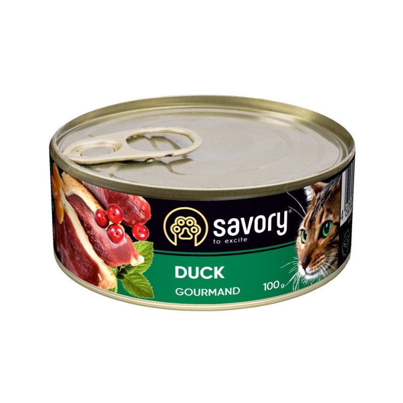 Savory Cat Adult Duck влажный корм с уткой для котов, 100 гр