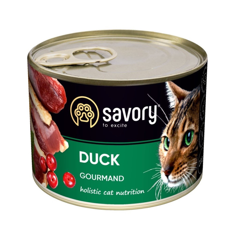 Savory Cat Adult Duck влажный корм с уткой для котов, 200 гр