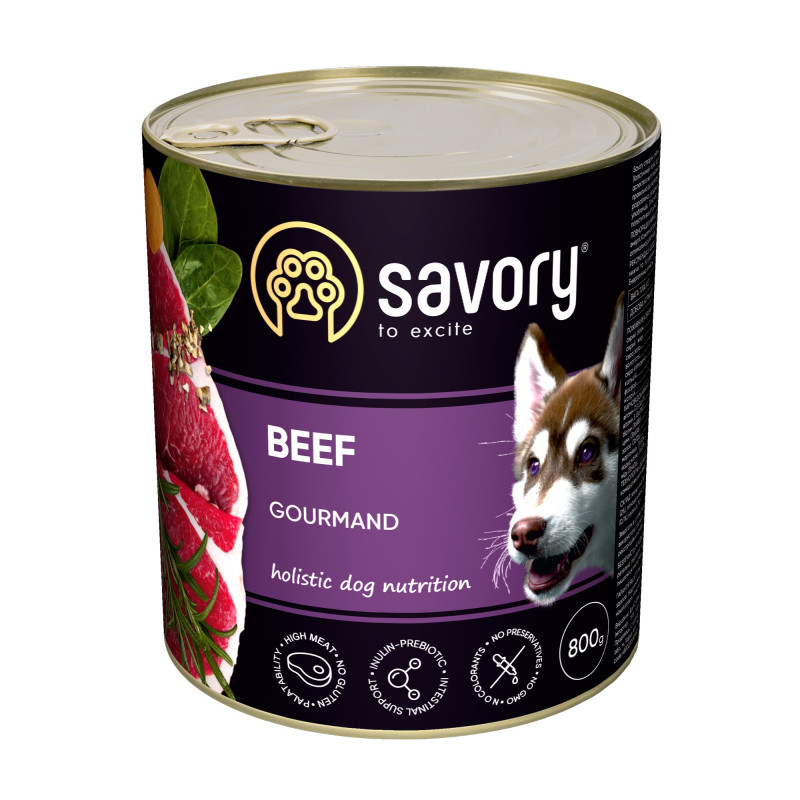 Savory Dog Adult Beef влажный корм с говядиной для взрослых собак 800 гр