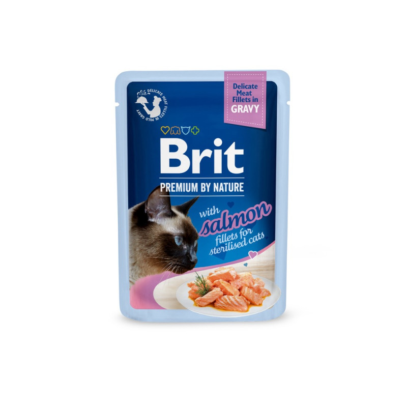 Brit Premium Delicate Fillets in Gravy Salmon For Sterilised вологий корм з лососем для стерилізованих котів, 85 гр