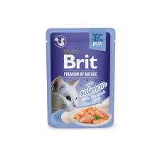 Brit Premium Delicate Fillets in Jelly Salmon вологий корм з лососем для котів, 85 гр