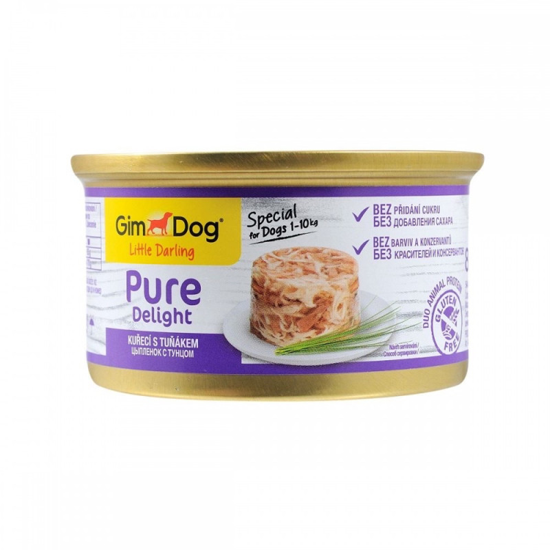 GimDog Little Darling Pure Delight влажный корм с курицей и тунцом для собак, 85 гр