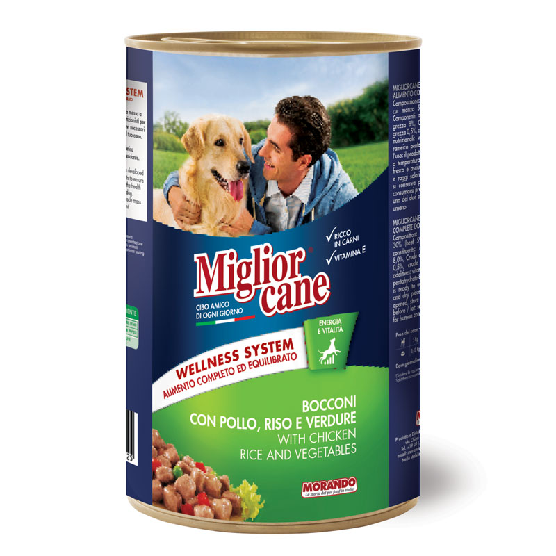 Migliorcane Pollo, Riso e Verdure вологий корм з куркою, рисом та овочами для дорослих собак 1250 гр