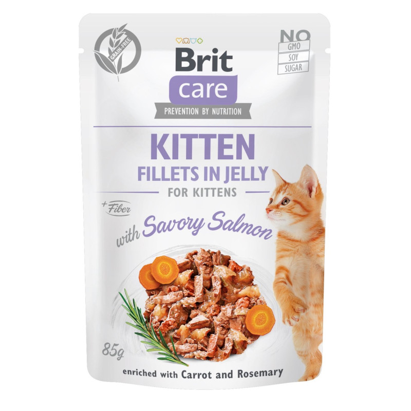 Brit Care Cat Fillets In Jelly Salmon влажный корм с лососем для котят, 85 гр