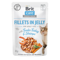 Brit Care Cat Fillets In Jelly Turkey and Shrimps влажный корм с индейкой и креветками для котов, 85 гр