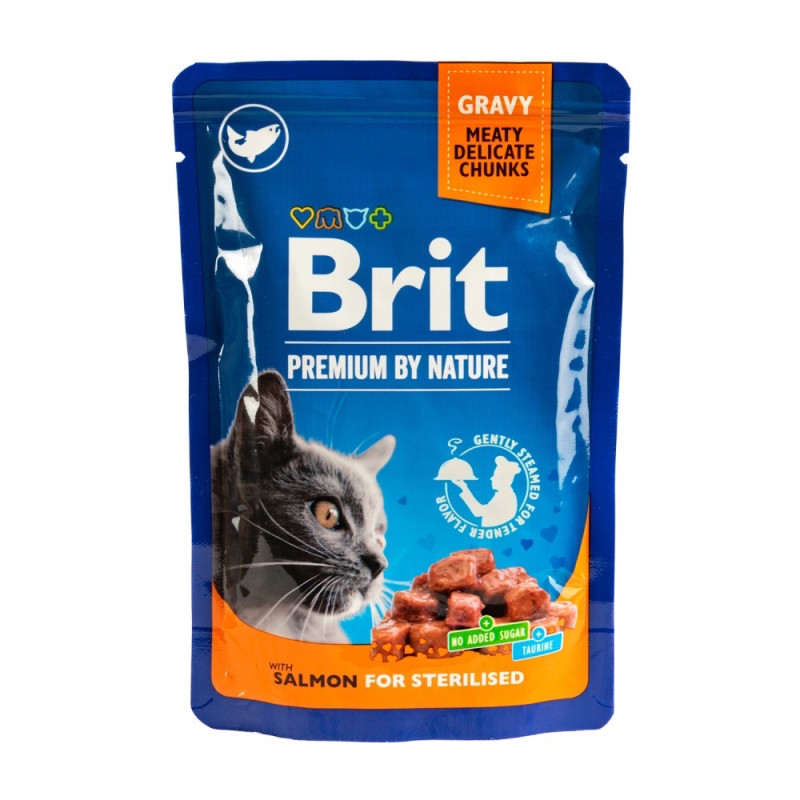 Brit Premium Cat Salmon Sterilized влажный корм с лососем для стерилизованных котов, 100 гр