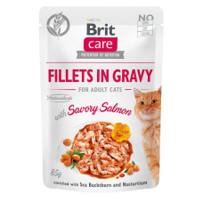 Brit Care Cat Fillets In Gravy Salmon влажный корм с лососем для котов, 85 гр