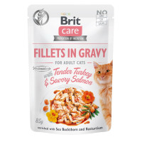 Brit Care Cat Fillets In Gravy Turkey and Salmon влажный корм с индейкой и лососем для котов, 85 гр
