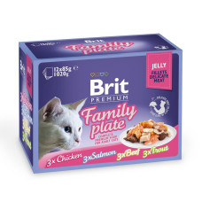 Brit Premium "Сімейна тарілка" набір вологого корму для котів в желе 12 шт.