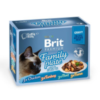 Brit Premium "Сімейна тарілка" набір вологого корму для котів у соусі 12 шт.