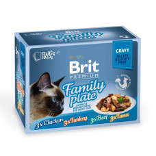 Brit Premium "Сімейна тарілка" набір вологого корму для котів у соусі 12 шт.