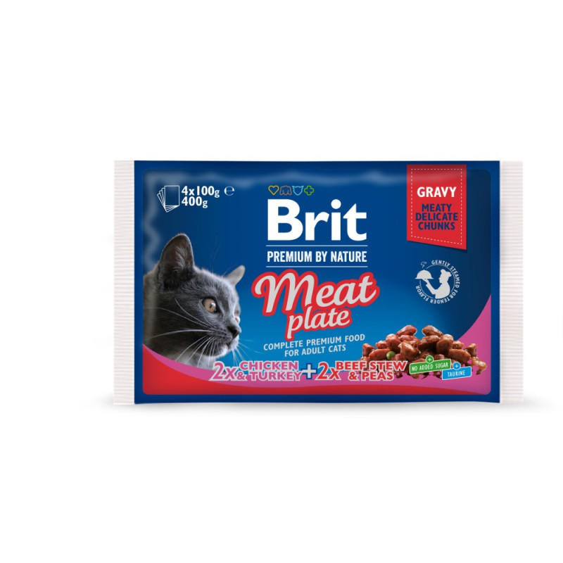 Brit Premium "Мясная тарелка" набор влажного корма для котов, 4 шт х 100 гр