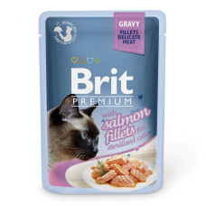 Brit Premium Salmon вологий корм з лососем у соусі для стерилізованих котів 85 гр