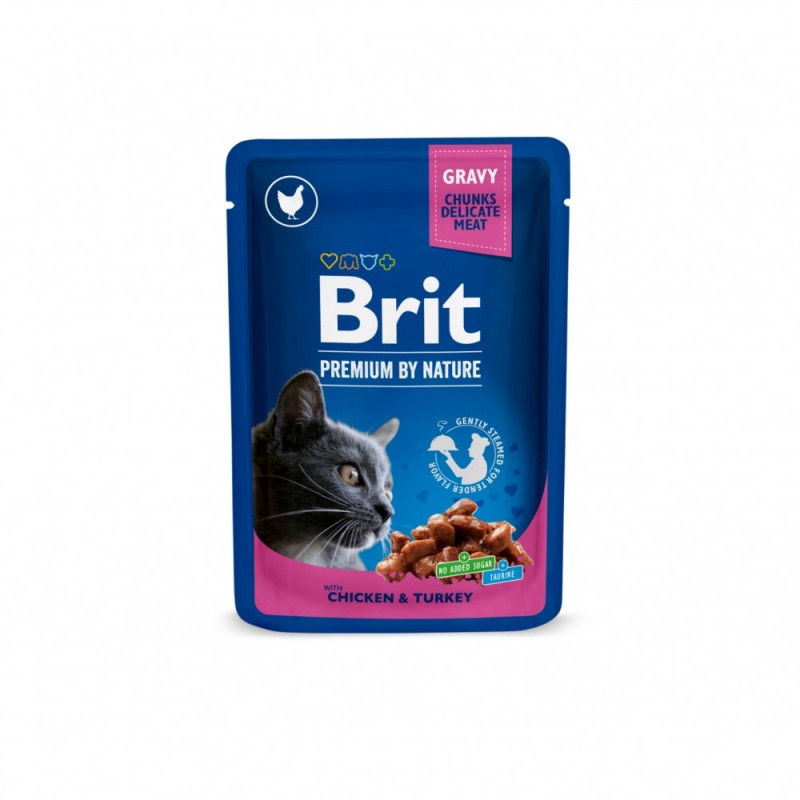 Brit Premium Chicken and Turkey влажный корм с курицей и индейкой для котов, 100 гр