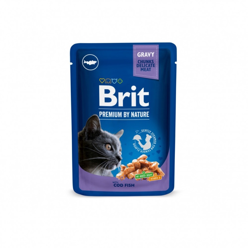 Brit Premium Cod Fish влажный корм с треской для котов, 100 гр