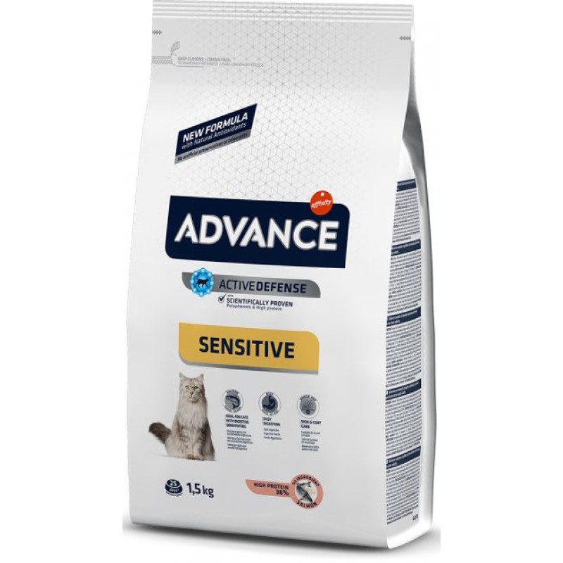 Advance Cat Sensitive Salmon & Rice сухий корм для котів з чутливим травленням з лососем 1.5 кг
