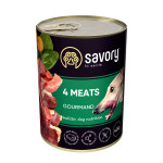 Savory Dog Gourmand вологий корм з 4 видами м'яса для дорослих собак 400 гр