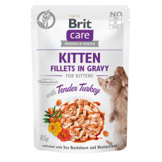 Brit Care Cat Fillets In Gravy вологий корм для кошенят з індичкою та куркою, 85 гр