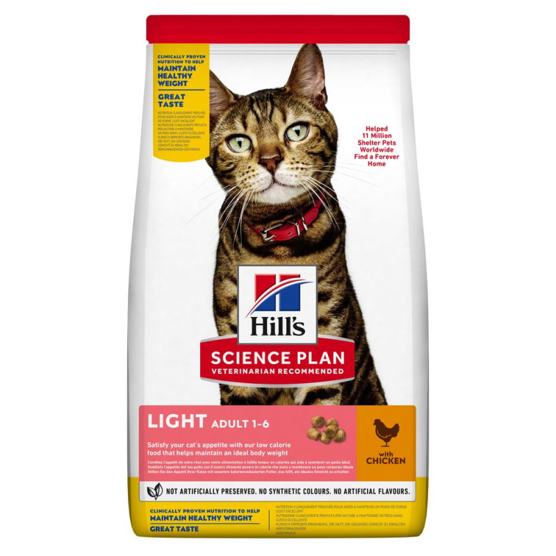 Hill's SP Feline Adult Light Chicken сухой корм с курицей для котов склонных к ожирению 1.5 кг