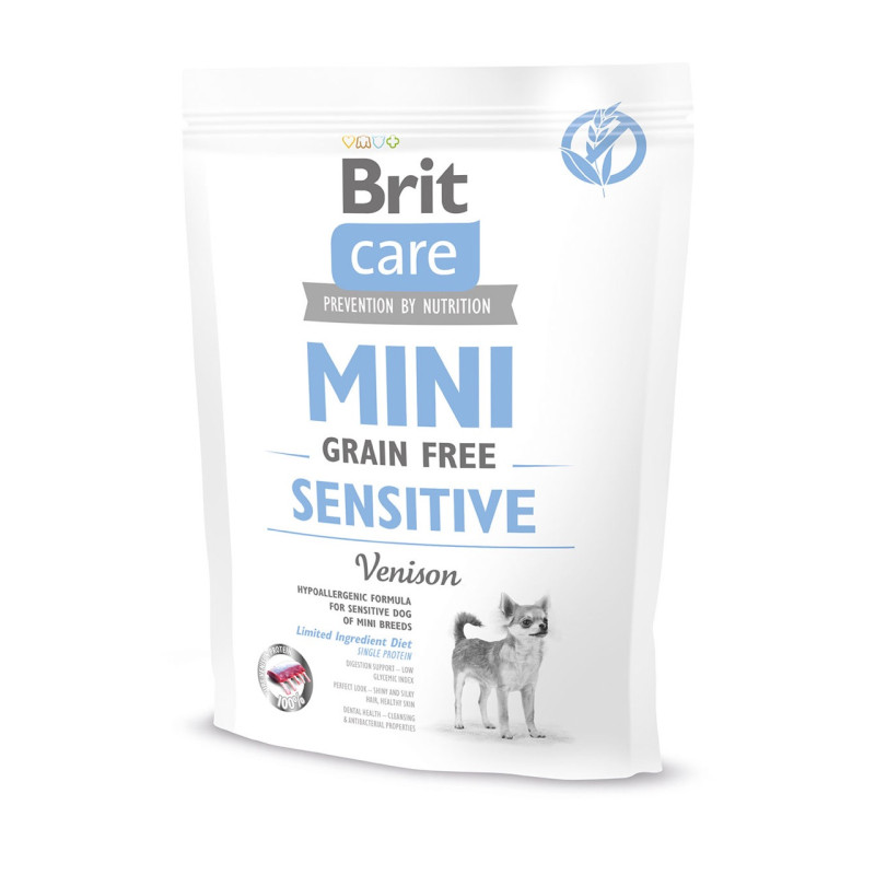 Brit Care Mini GF Sensitive сухой корм с олениной для собак миниатюрных пород, 0.4 кг
