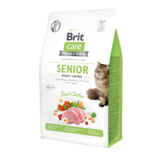 Brit Care Cat Adult GF Senior & Weight Control сухой корм с курицей для пожилых котов, 400 гр