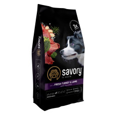 Savory Medium Breed Rich in Fresh Turkey & Lamb сухий корм з індичкою та ягням для собак середніх порід, 12 кг