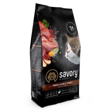Savory Adult Cat Sensitive Digestion Fresh Lamb & Turkey сухий корм з ягнятиною та індичкою для котів з чутливим травленням, 8 кг