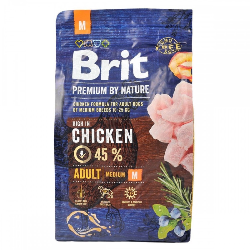 Brit Premium Adult M сухий корм з куркою для собак середніх порід, 3 кг