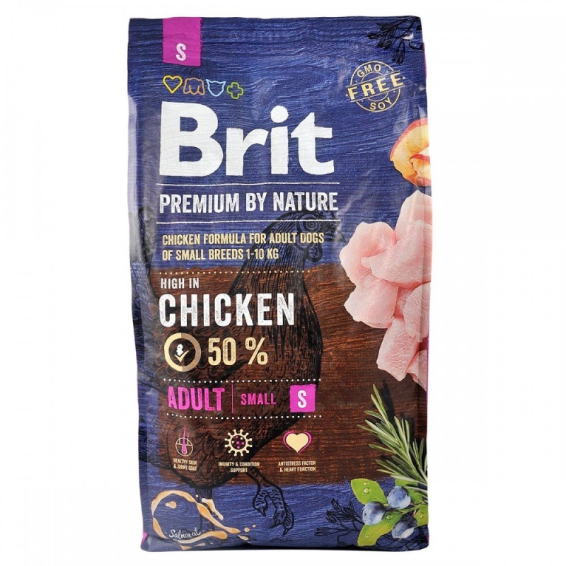Brit Premium Adult S сухий корм з куркою для собак малих порід, 8 кг