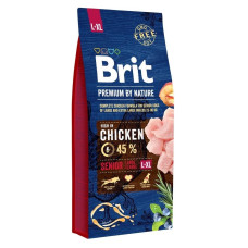 Brit Premium Senior L+XL сухий корм з куркою для літніх собак великих порід, 15 кг