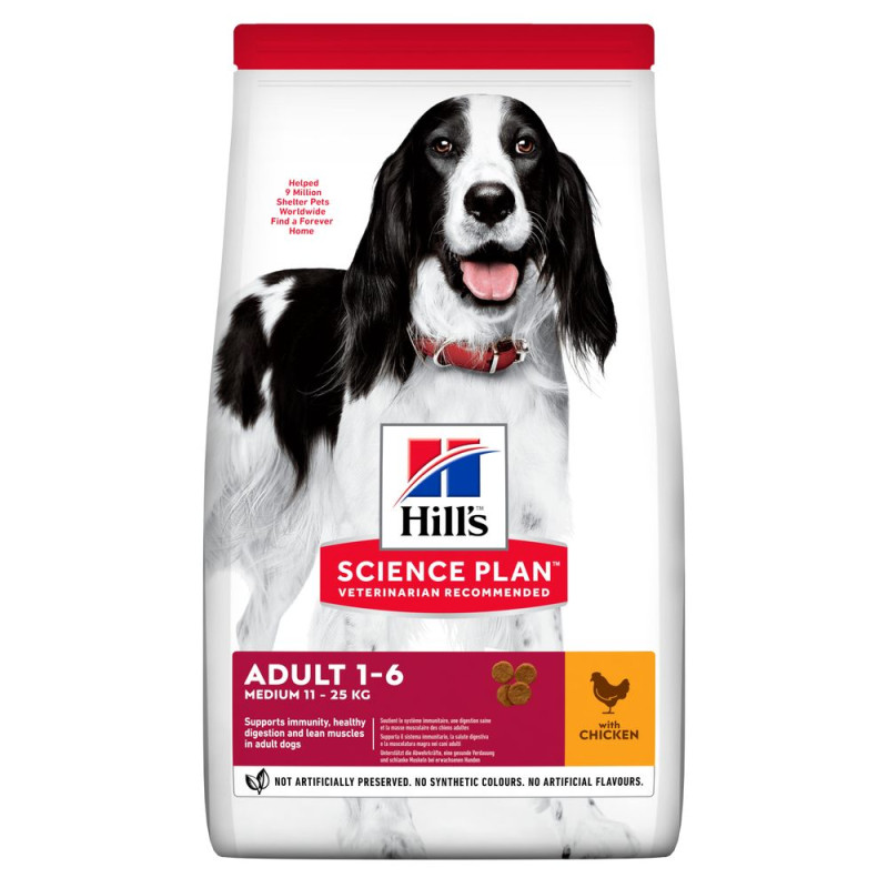 Hill's SP Canine Adult Medium Breed Chicken сухой корм с курицей для собак средних пород, 14 кг