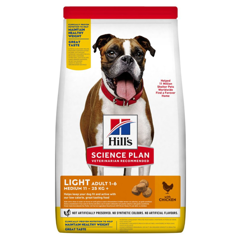 Hill's SP Canine Adult Light Medium сухий корм із куркою для собак середніх порід із зайвою вагою 14 кг