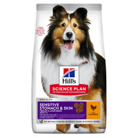 Hill's SP Canine Adult Sensitive Stomach & Skin Medium сухой корм с курицей для собак с чувствительным пищеварением средних пород 14 кг