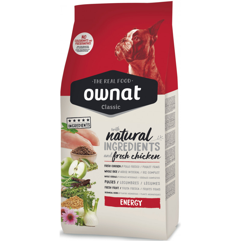 Ownat Classic Dog Adult Energy сухой корм полнорационный со свежим мясом курицы для взрослых собак с высокой физической активностью 20 кг