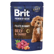 Brit Premium Fillets in Gravy Beef & Carrot влажный корм с говядиной для собак малых пород, 85 гр