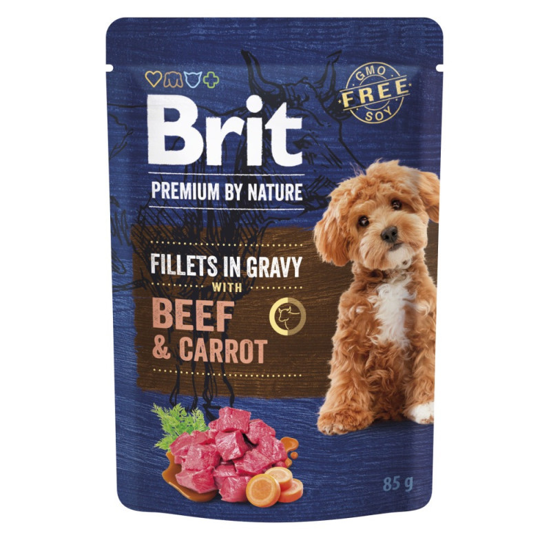 Brit Premium Fillets in Gravy Beef & Carrot вологий корм із яловичиною для собак малих порід, 85 гр