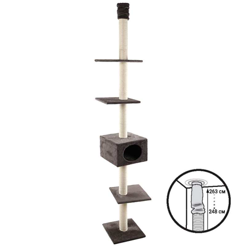 Flamingo Cometa игровой комплекс для кошек с когтеточкой и домиком, 250 см х 35 см х 35 см