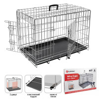 Flamingo Wire Cage Keo Silver клетка двухдверная для собак, 77 см х 47 см х 54 см