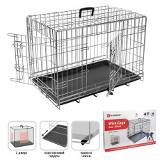 Flamingo Wire Cage Keo Silver клетка двухдверная для собак, 77 см х 47 см х 54 см