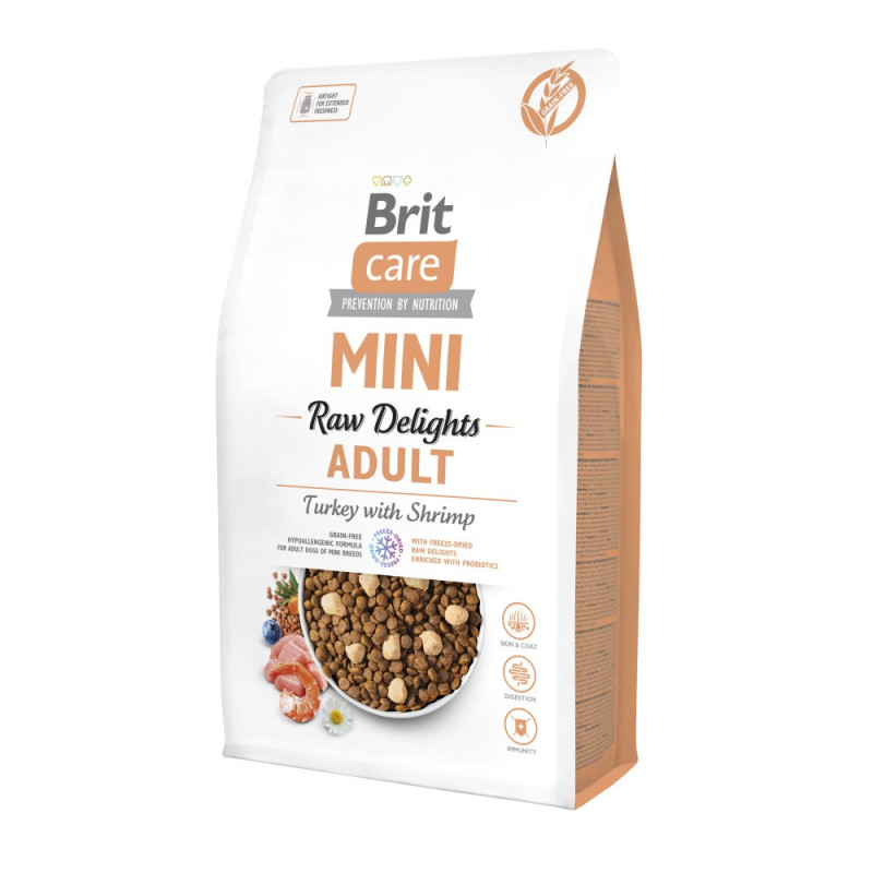 Brit Care Mini Raw Delights Turkey with Shrimp сухой корм с индейкой для собак малых пород, 2 кг