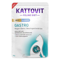 Kattovit Veterinary Gastro Duck Pate влажный корм для котов с заболеваниями ЖКТ, 85 гр