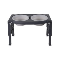 Dexas Adjustable Height Pet Feeder миска двойная с регулируемыми ножками, 2 шт х 960 мл, серая