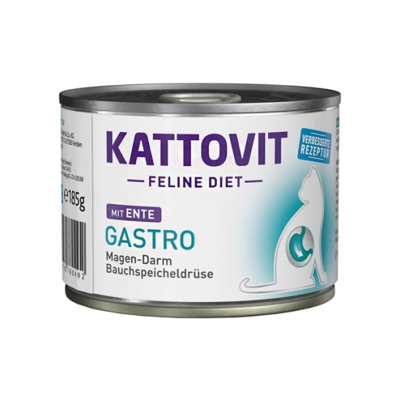 Kattovit Veterinary Gastro Duck влажный корм для котов с заболеваниями ЖКТ, 185 гр