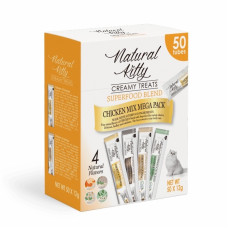 Natural Kitty Creamy Treat Chicken Mega Pack рідкі ласощі для котів, асорті смаків, 50 шт х 12 гр