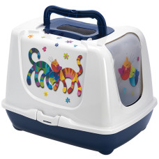Moderna Trendy Cat туалет закрыт для кошек, 50 см х 39 см х 37 см, синий