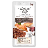 Natural Kitty Creamy Treats Chicken, Chicken Liver & Flaxseed рідкі ласощі для котів з куркою, 4 х 12 гр