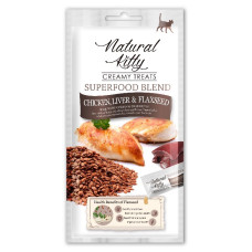 Natural Kitty Creamy Treats Chicken, Chicken Liver & Flaxseed рідкі ласощі для котів з куркою, 4 х 12 гр